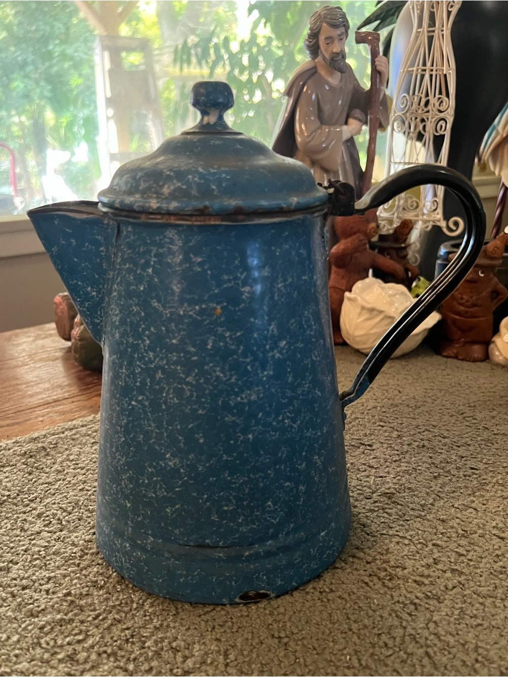 Vintage Enamel Coffee Pot - Classic Speckled Design Glamping